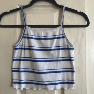 Forever 21 blue and white striped crop-top Size S